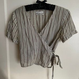 URBAN OUTFITTERS Pin Striped Wrap Crop Top